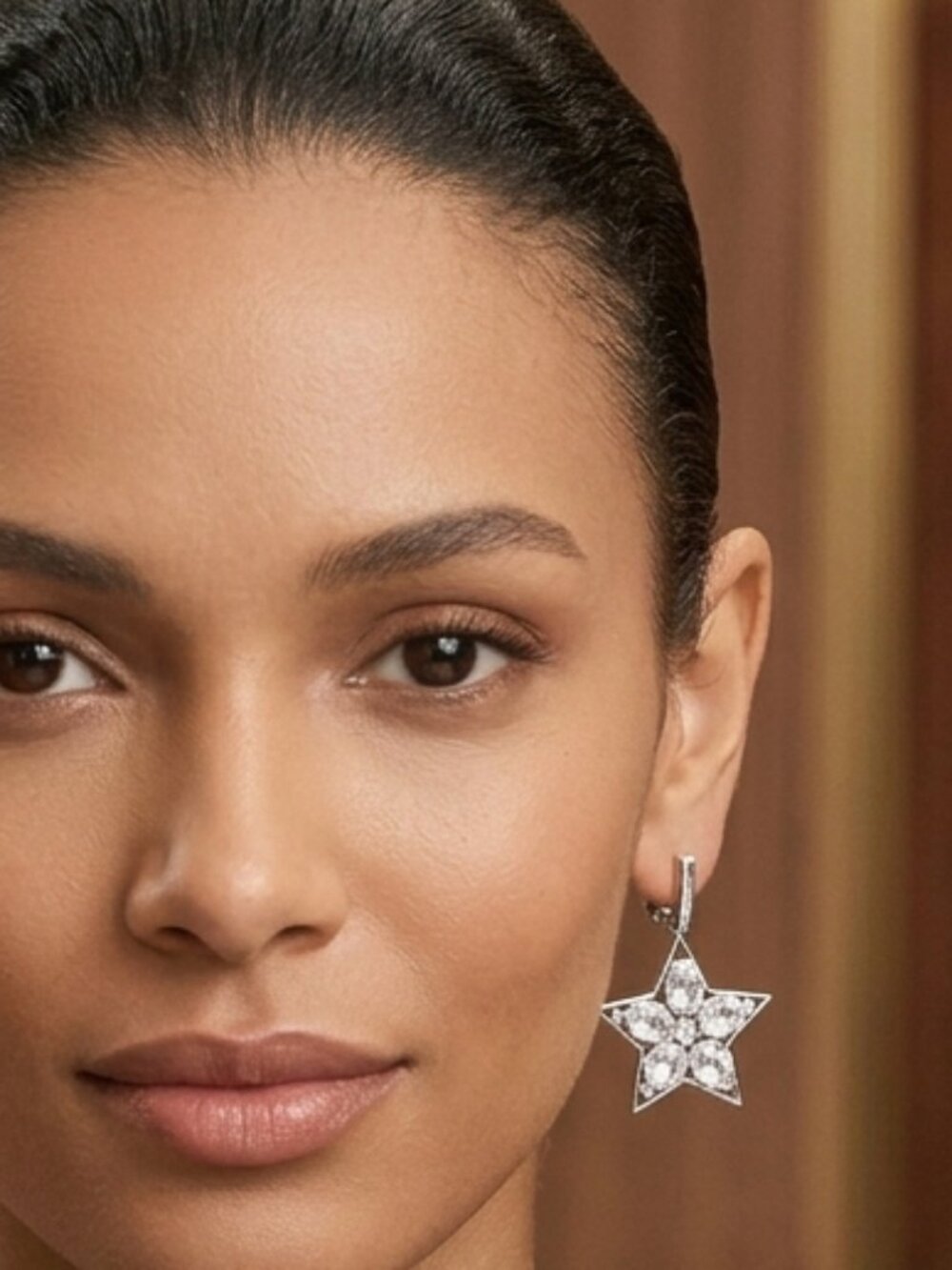 Stunning Vintage 5-Pointed Star Clip-On Crystal Rhinestone Earrings Glam Bling